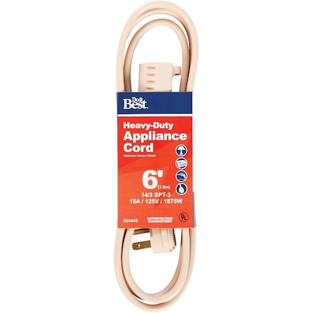 All-Source 6 Ft. 14/3 15A Heavy-Duty Appliance Cord AC-PT3143-6-BG